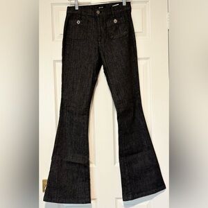 Saint + Sofia BOWIE STRETCH FLARE Patch Pocket JEANS Black Size 28